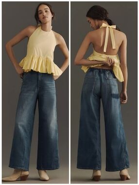 NWT Anthro PILCRO Low Slung Wide Leg Pull On Jeans, M